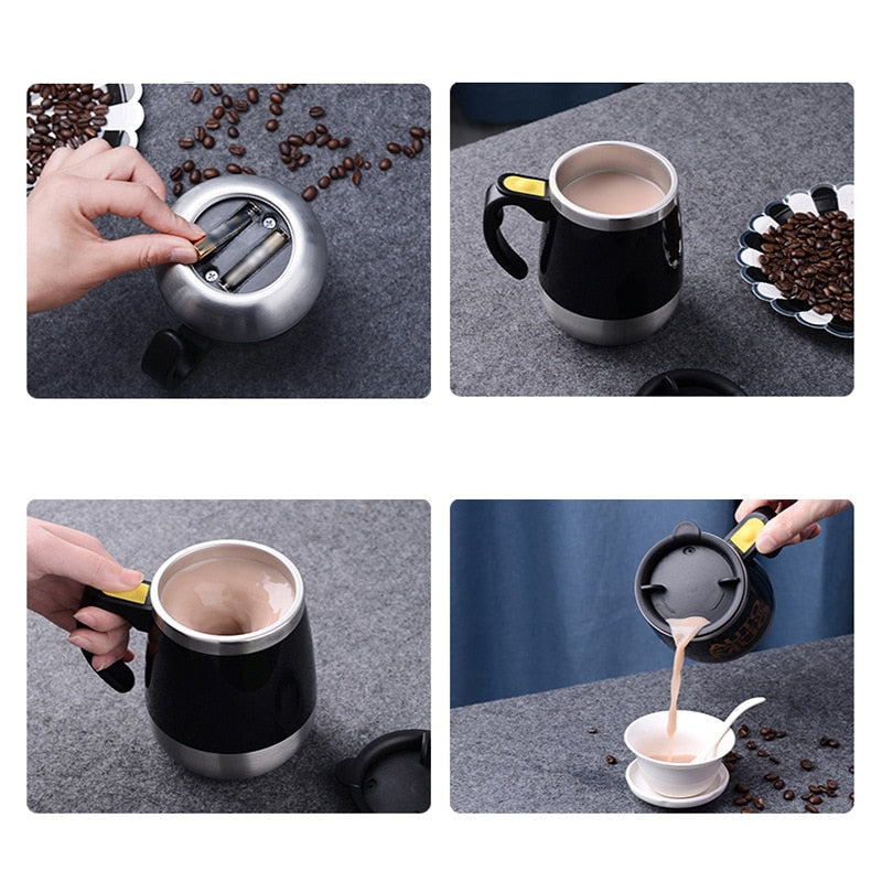 Stainless steel magnetic self-stirring mug