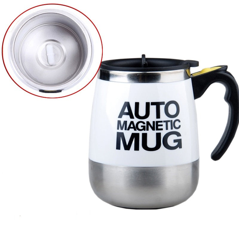 Stainless steel magnetic self-stirring mug