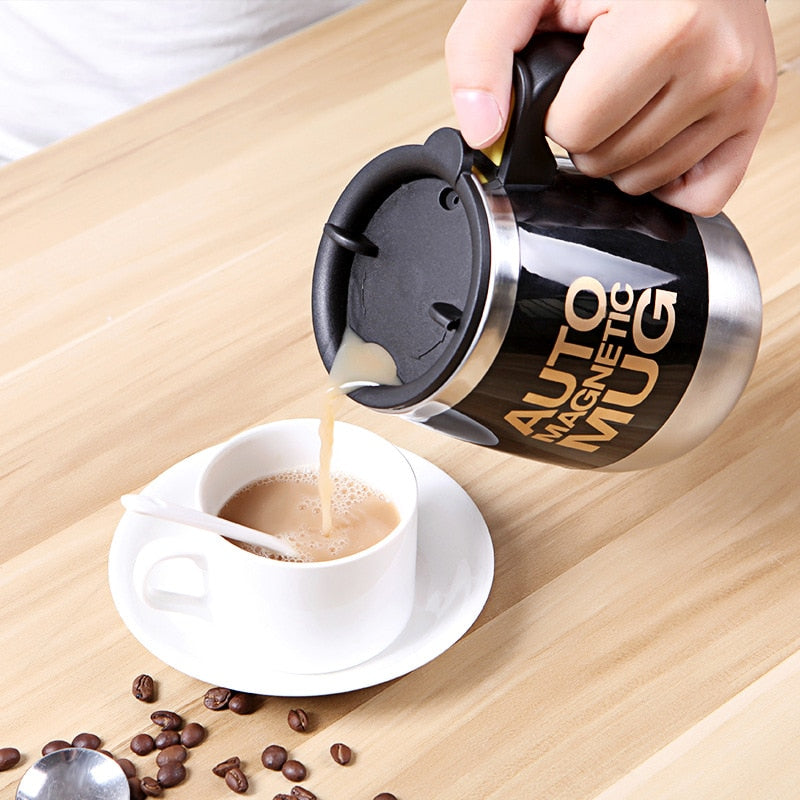 Stainless steel magnetic self-stirring mug