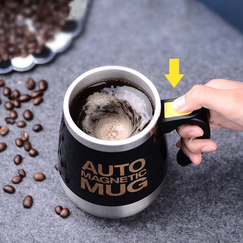 Stainless steel magnetic self-stirring mug