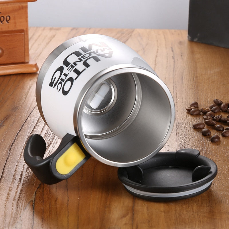 Stainless steel magnetic self-stirring mug