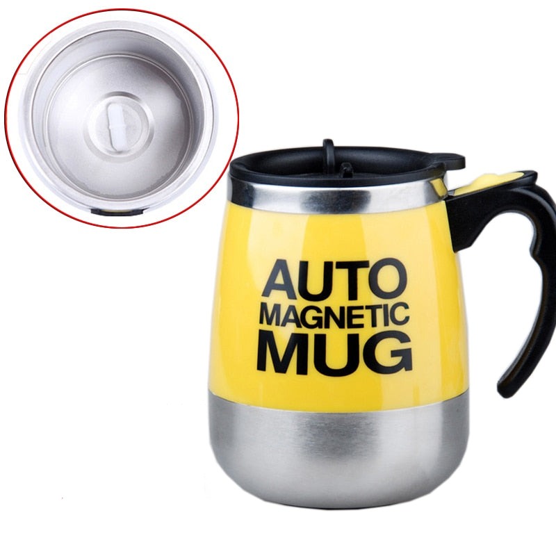 Stainless steel magnetic self-stirring mug